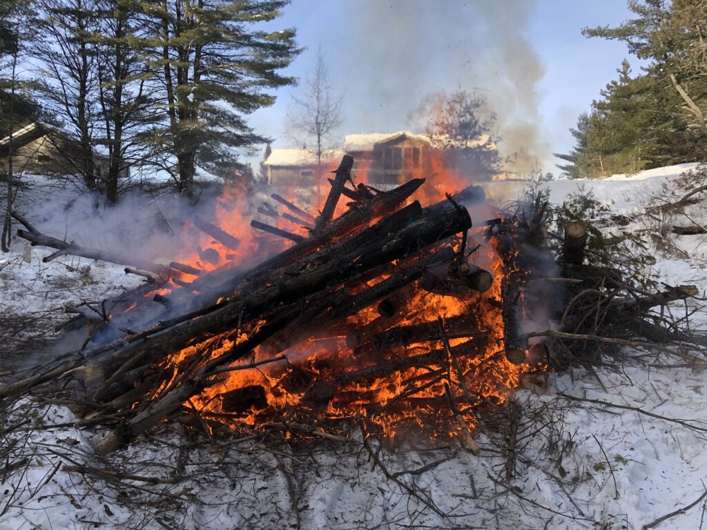 Winter burning when the ground is completely snow covered
